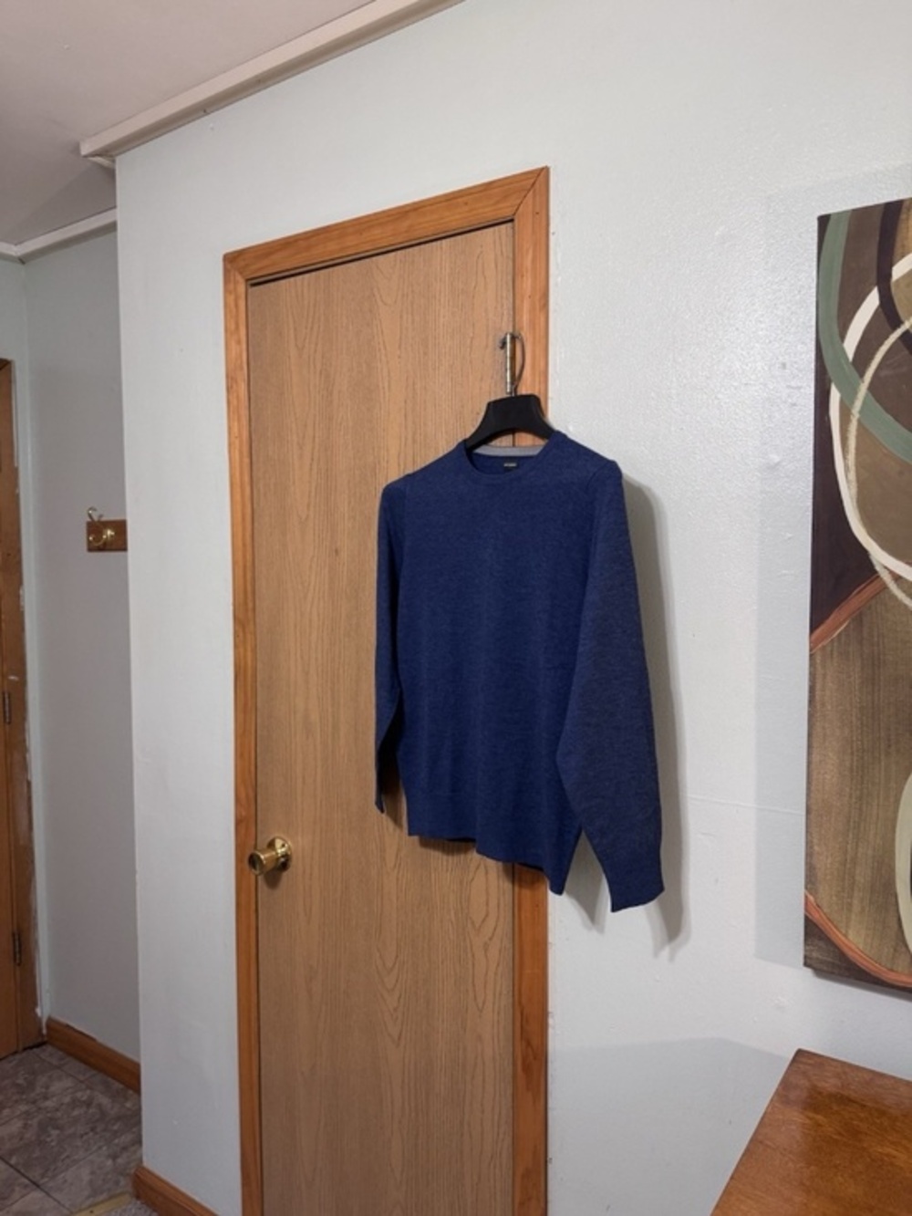 Dan John NWT Medium Solid Blue Long Sleeve Wool Blend Crewneck Sweater
